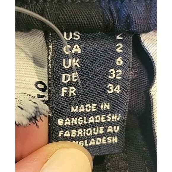 New Lands End Womens Mid Rise Straight Leg Navy Blue Pant 2 Elastic Waistband - Picture 3 of 9